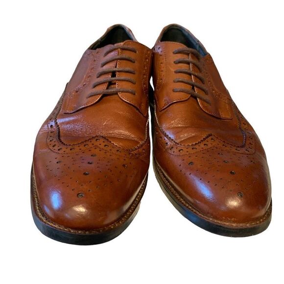 Stacy Adams Men 24916-221 Garrison Wingtip Oxfords Leather Dress Shoe Cognac 9M - Picture 1 of 10